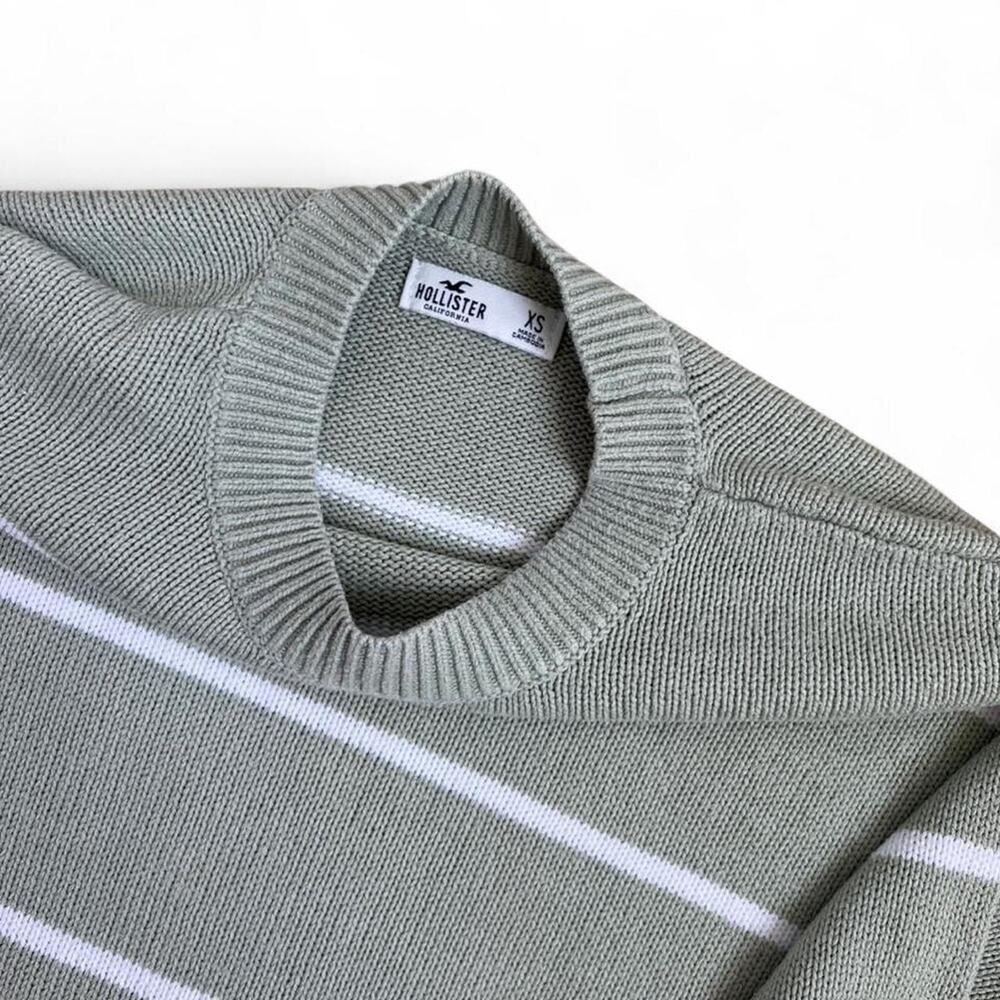 Sage Green Striped Knit Sweater Preppy Women’s XS - Picture 5 of 6